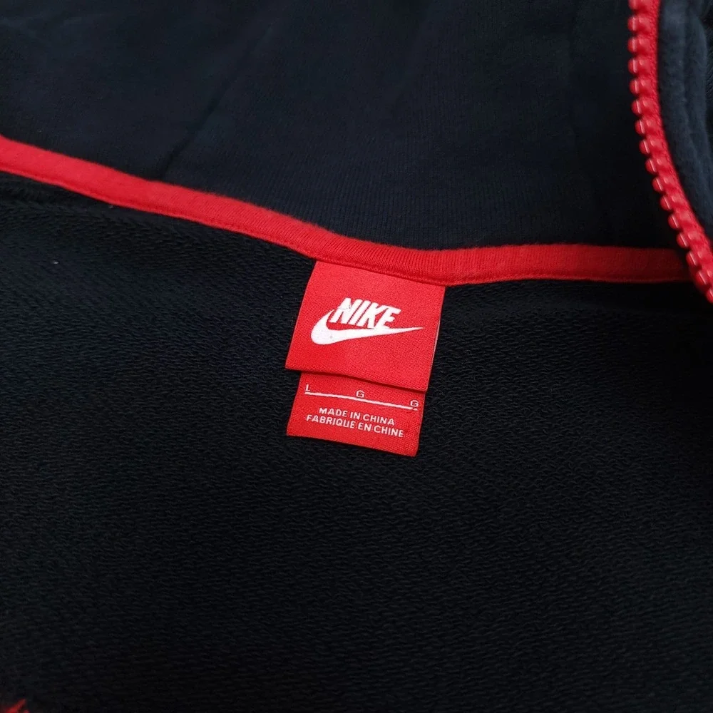 Vintage Nike Air Red Tag Men's Size Large Zip Up Black Hoodie Jacket Y2K READ‎